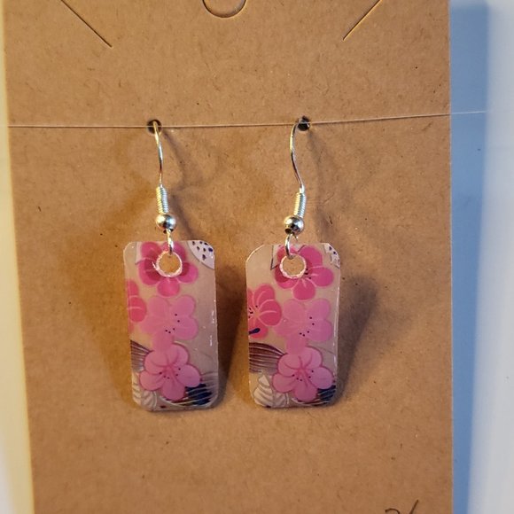 Hand Made By J Rae Floral and Butterfly Earrings.  Style E1030 - Picture 4 of 9